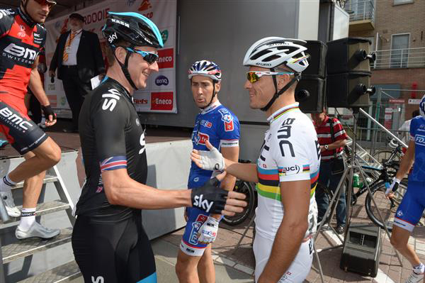 Bradley Wiggins and Philippe Gilbert